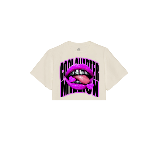 CHROME KISSED OVERSIZED CROPPED TEE -CREAM