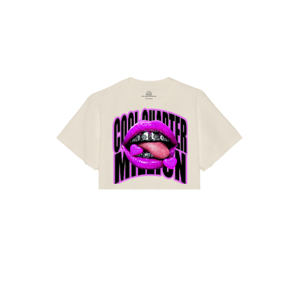 CHROME KISSED OVERSIZED CROPPED TEE -CREAM