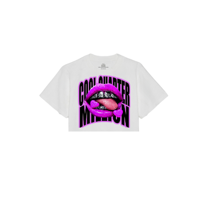 CHROME KISSED OVERSIZED CROPPED TEE -WHITE