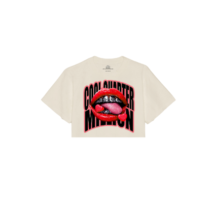 CHROME KISSED OVERSIZED CROPPED TEE -CREAM