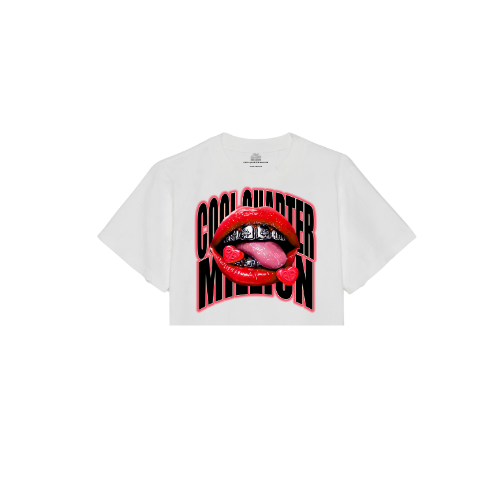 CHROME KISSED OVERSIZED CROPPED TEE -WHITE
