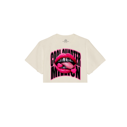 CHROME KISSED OVERSIZED CROPPED TEE -CREAM