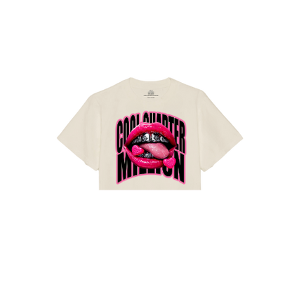 CHROME KISSED OVERSIZED CROPPED TEE -CREAM