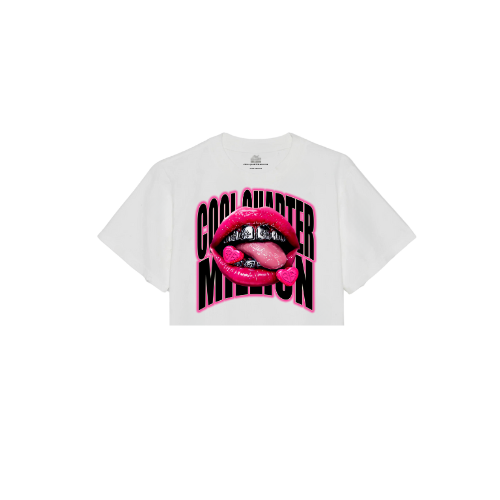 CHROME KISSED OVERSIZED CROPPED TEE -WHITE