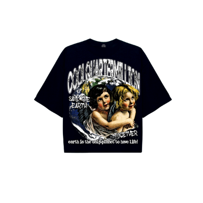 SAVE THE EARTH OVERSIZED TEE -BLACK